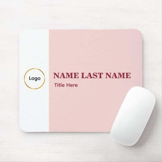 Tapis De Souris Ajouter un logo simple titre de nom rose pâle (Avec souris)