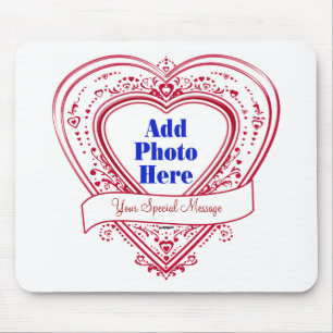 Tapis De Souris Ajouter Un Message Spécial Photo Red Hearts
