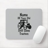 Tapis De Souris Ajouter un nom âge Tracteur personnalisé Anniversa (Avec souris)