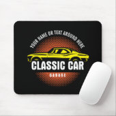 Tapis De Souris Ajouter un nom Texte Jaune voiture classique (Avec souris)