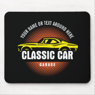 Tapis De Souris Ajouter un nom Texte Jaune voiture classique