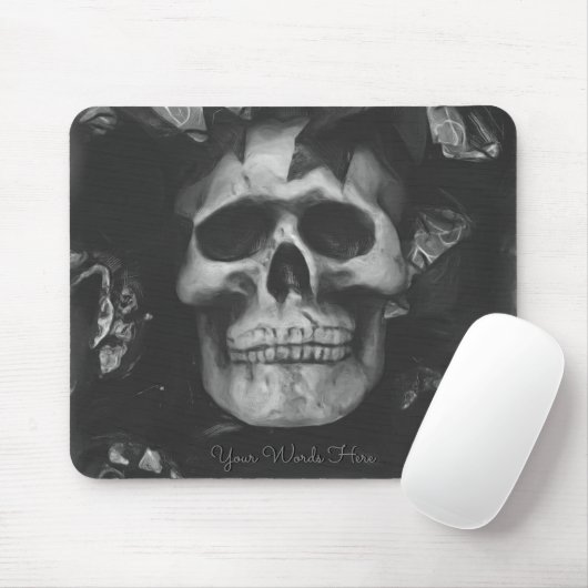 Tapis De Souris Ajouter Vos Mots Crâne foncé Mousepad (Avec souris)
