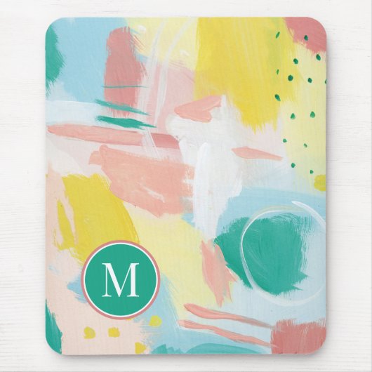 Tapis De Souris Ajouter votre initiale | Abstrait visage frais (Devant)