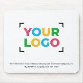 Tapis De Souris Ajouter Votre Logo Simple Entreprise Promo Blanc (Devant)