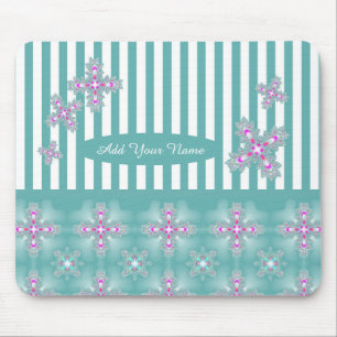 Tapis De Souris Ajouter votre nom, Fleurs Artdeco en style rétro