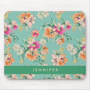 Tapis De Souris Ajoutez votre motif floral de croquis lumineux