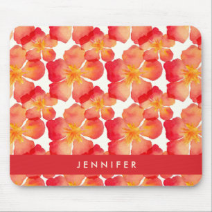 Tapis De Souris Ajoutez votre motif floral d'oléandre orange