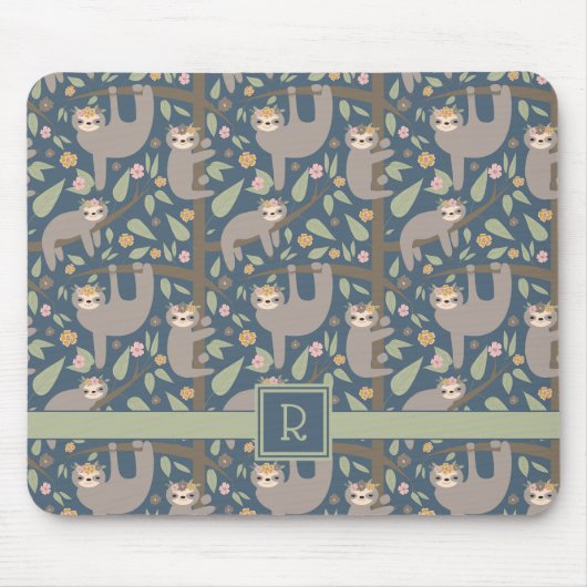 Tapis De Souris Ajoutez votre motif floral | mignon initial de (Devant)