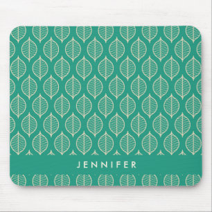 Tapis De Souris Ajoutez votre motif vert nommé de feuille stylis