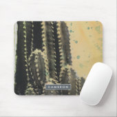 Tapis De Souris Ajoutez votre nom | Cactus vert sur Arrière - plan (Avec souris)