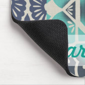 Tapis De Souris Ajoutez votre nom | Carrelage Batik bleu II (Coin)