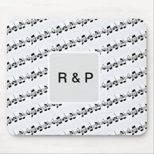 Tapis De Souris Ajoutez votre nom couple notes de musique rythme m