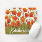 Tapis De Souris Ajoutez votre nom | Rangées de pavots I (Avec souris)