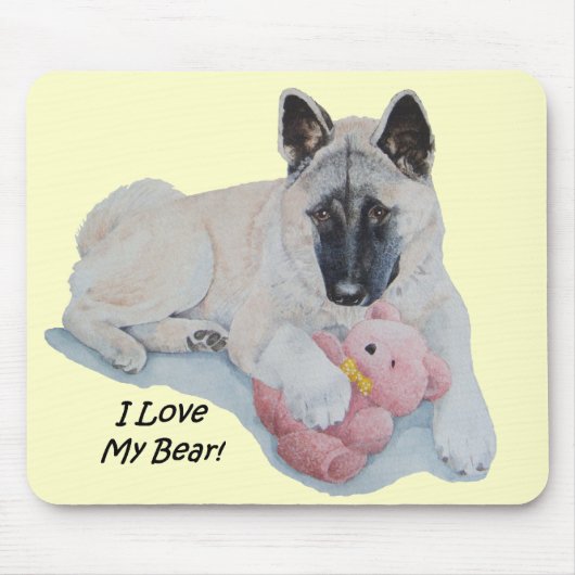 Tapis De Souris akita masqué noir avec jouet coude mignon chien (Devant)