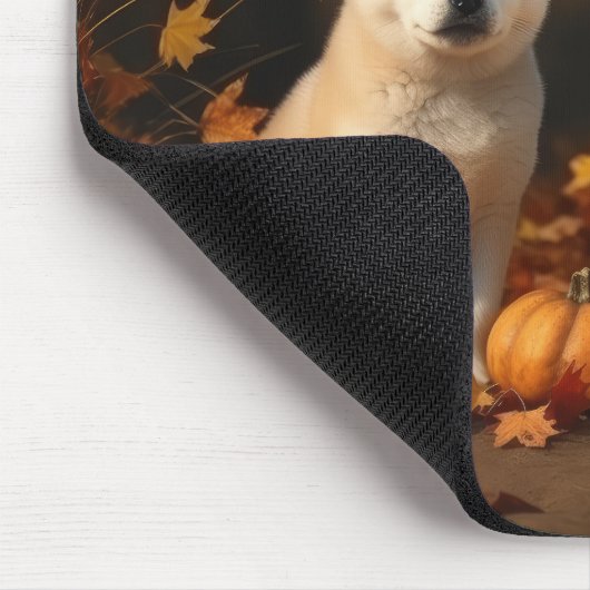 Tapis De Souris Akita Puppy Citrouille d'automne (Coin)