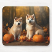 Tapis De Souris Akita Puppy Citrouille d'automne (Devant)