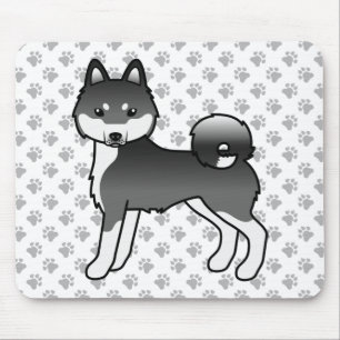 Tapis De Souris Alaskan Klee Kai noir et blanc Chien de dessin ani