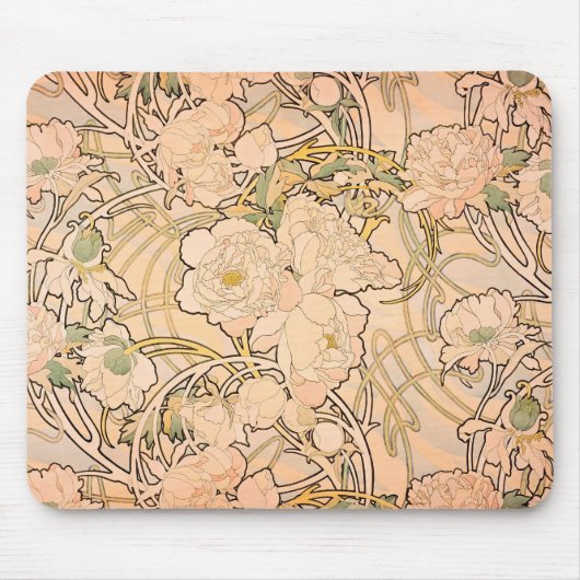 Tapis De Souris Alfonse Mucha Art Nouveau Peonies (Devant)