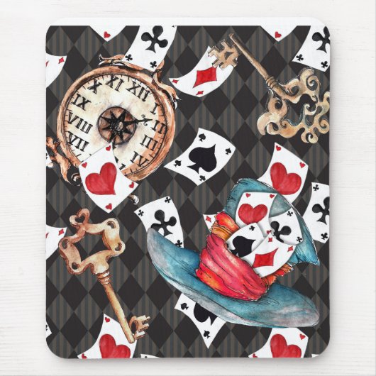 Tapis De Souris Alice an Wonderland Mousepad with Clock, Key Cards (Devant)