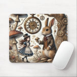 Tapis De Souris Alice au pays des merveilles Thé Art lapin blanc<br><div class="desc">Entrez dans un pays merveilleux fantastique avec cette illustration enchanteresse d'Alice au pays des merveilles. Le White Rabbit, de style victorien, tient son thé avec une bonne humeur, tandis qu'Alice dans sa robe bleu iconique rêve d'aventure. Des champignons mystiques parsèment la scène, et un passionnant caillebotte porte une mystérieuse montre...</div>