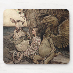 Tapis De Souris Alice avec le Gryphon et la Fausse tortue