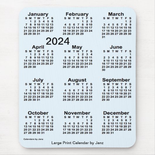 Tapis De Souris Alice Blue 2024 Grand calendrier d'impression par  (Devant)