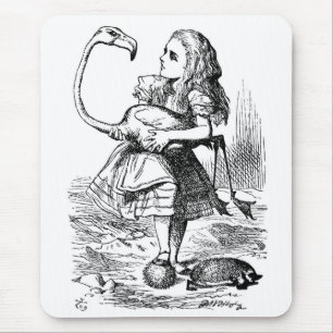 Tapis De Souris Alice essayant de jouer le croquet avec un flamant