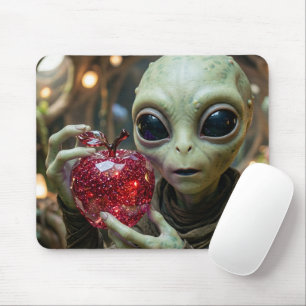 Tapis De Souris Alien Extraterrestre avec une Pomme Cristalline