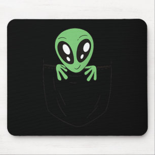Tapis De Souris Alien Vert Dans Une Poche Drôle Sci Fi Graphique