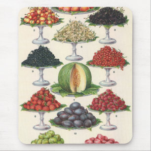 Tapis De Souris Aliments Anciens Fruits Assortis sur Plateaux pour