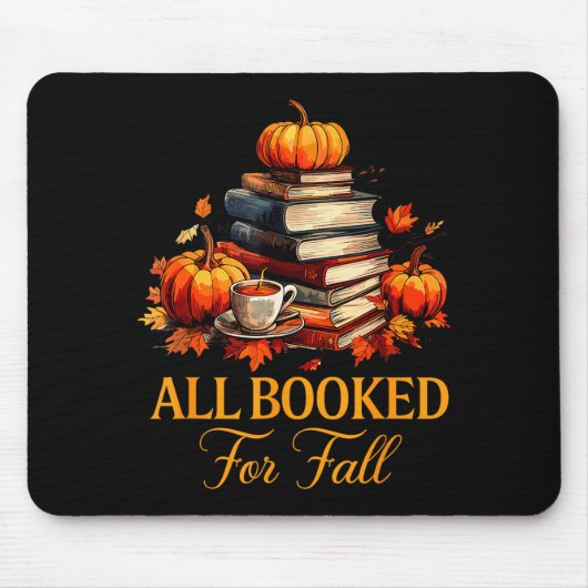 Tapis De Souris All Booked For Fall Books Coffee Fall Leaves Pumpk (Devant)