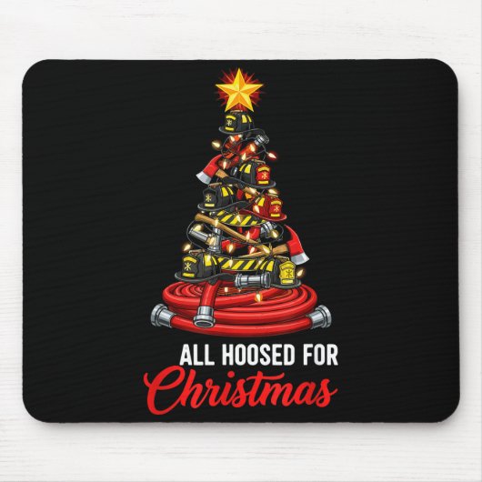 Tapis De Souris All Hoosed Christmas Firefighter Tree Shirt, Firem (Devant)