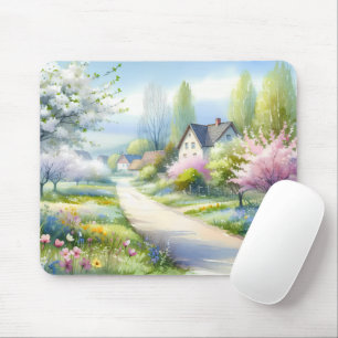 Tapis De Souris Allée enchantée de campagne fleurie
