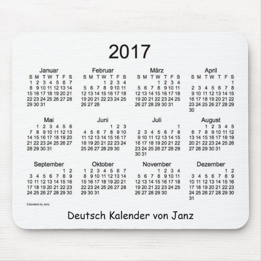 Tapis De Souris Allemand 2017 Kalender (Devant)
