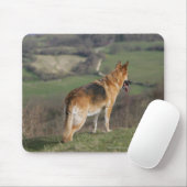Tapis De Souris Allemand Shephard regardant en bas de la colline (Avec souris)