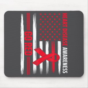 Tapis De Souris Aller Rouge Maladie Cardiaque Drapeau Américain Ma