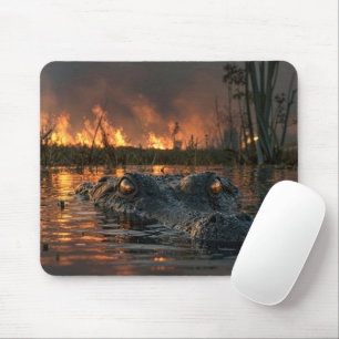 Tapis De Souris Alligator dans l'incendie de forêt des Everglades