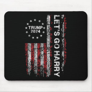 Tapis De Souris Allons-y Harry Drôle Trump 2024 Drapeau États-Unis