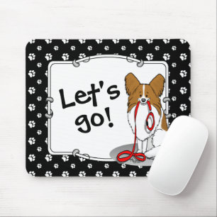 Tapis De Souris Allons-y ! (walk) Papillon (white & red) Chien mig