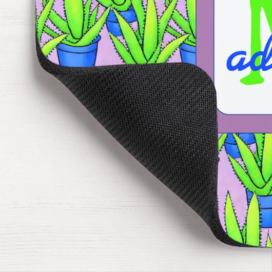 Tapis De Souris Aloe Vera Motif Plante Monogrammé (Coin)