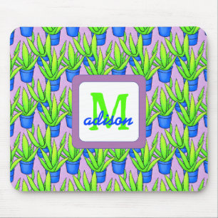 Tapis De Souris Aloe Vera Motif Plante Monogrammé
