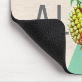 Tapis De Souris Aloha Ananas, Linge Texture Beige & Vert (Coin)