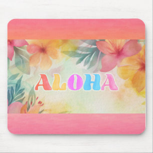 Tapis De Souris Aloha Fleurs Hawaïennes Aquarelle 
