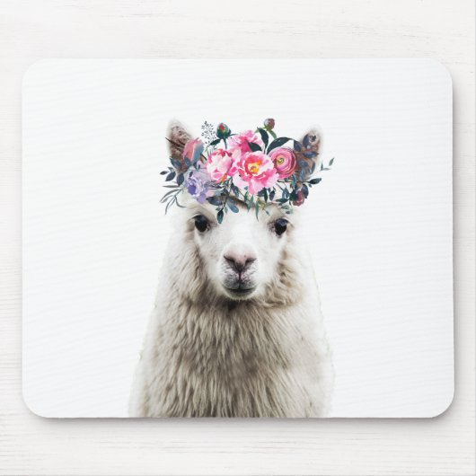 Tapis De Souris Alpaca aux fleurs (Devant)