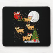 Tapis De Souris Alpaca Llama Santa Sleigh Flying Funny Magical Chr (Devant)