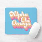 Tapis De Souris Alpha Chi Omega | Écriture Groovy (Avec souris)