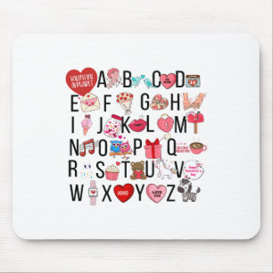 Tapis De Souris Alphabet Abc I Love You T Shirt Valentines Day Hea