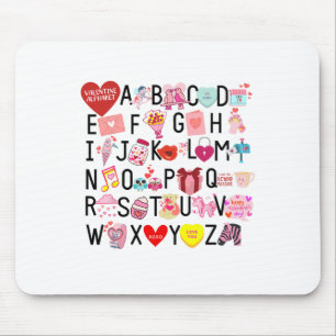 Tapis De Souris Alphabet Abc I Love You T Shirt Valentines Day Hea