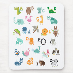Tapis De Souris Alphabet de doodle animal