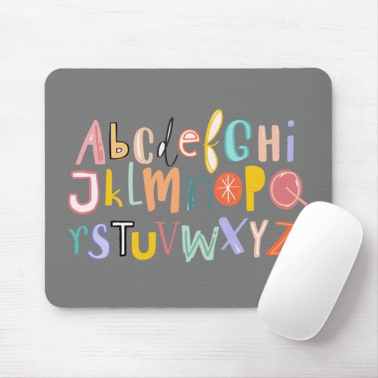 Tapis De Souris Alphabet enfants typographie cool (Avec souris)